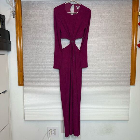 ML Monique Lhuillier Purple Metallic Knit Dress - Picture 7 of 16